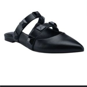 Marc Fisher Black Mules with Studded Straps